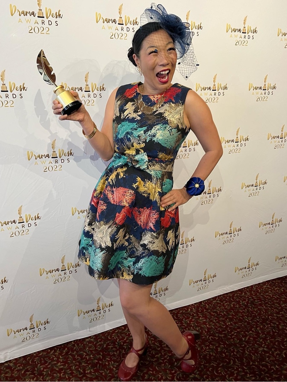Holly Bracken Cocktail 🍸 dressNavy Multicolor Brushstroke Fit-and-Flare Dress on